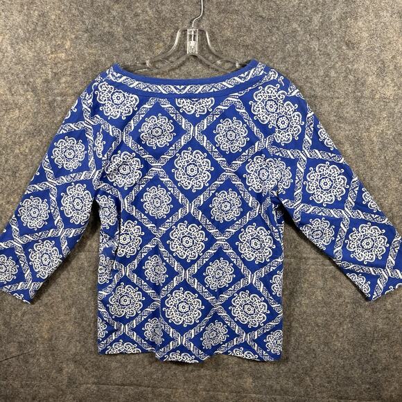 Talbots‎ Women’s Blouse Cotton 3/4 Sleeve Notched Neck Cotton Shirt Size XL - Picture 9 of 9